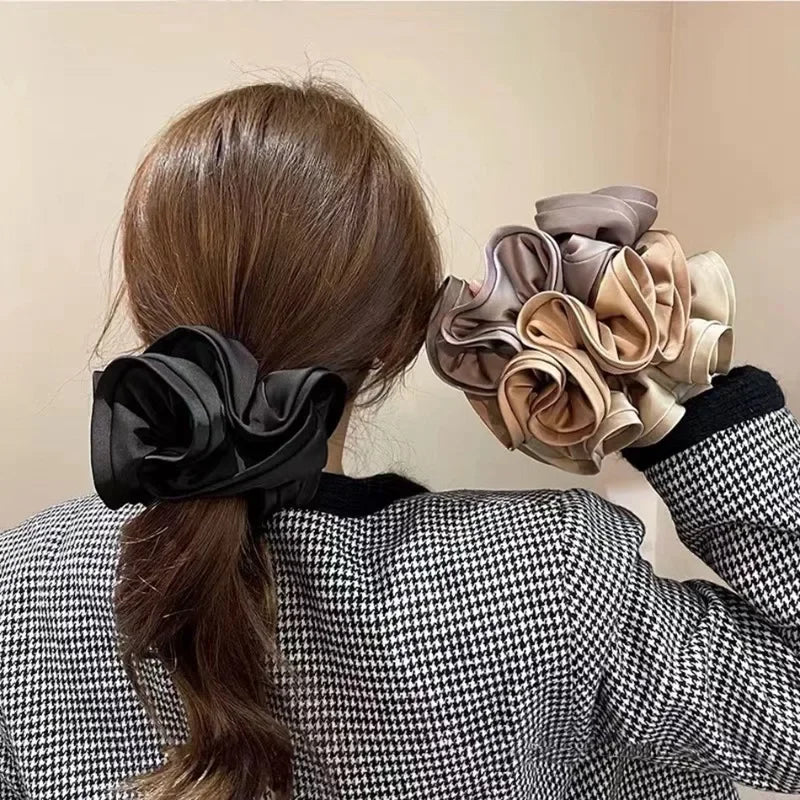 Oversized Satin Scrunchies Hair Ties Women Luxury Vintage Large Elastic Hair Band Mesh Scrunchy Lady Hair Accessories for Girls